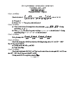 Đề ôn thi học sinh giỏi cấp huyện môn Toán Lớp 9 - Đề số 08 - Năm học 2017-2018