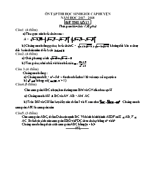 Đề ôn thi học sinh giỏi cấp huyện môn Toán Lớp 9 - Đề số 12 - Năm học 2017-2018