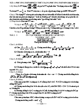 Đề ôn thi học sinh giỏi cấp huyện môn Toán Lớp 9 - Đề số 13 - Năm học 2017-2018