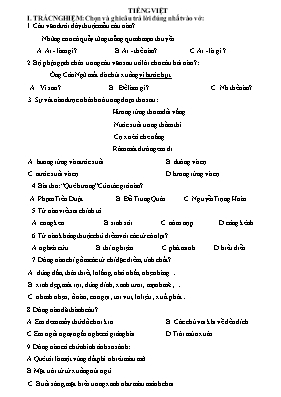 Đề tham khảo kiểm tra học kỳ I môn Tiếng Việt Lớp 3
