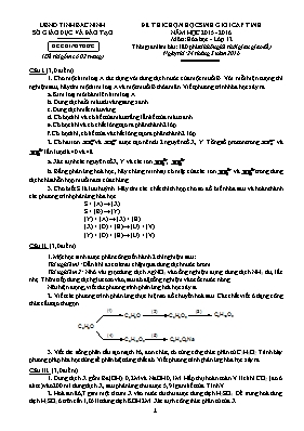 Đề thi chọn học sinh giỏi cấp tỉnh môn Hóa học Lớp 12 - Năm học 2015-2016 - Sở GD & ĐT Bắc Ninh (Có đáp án)