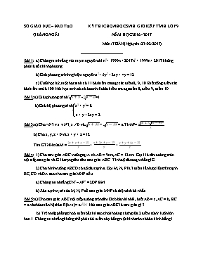 Đề thi chọn học sinh giỏi cấp tỉnh môn Toán Khối 9 - Năm học 2016-2017 - Sở GD & ĐT Quảng Ngãi