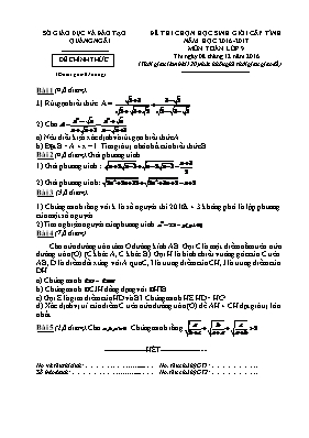 Đề thi chọn học sinh giỏi cấp tỉnh môn Toán Lớp 9 - Năm học 2016-2017 - Sở GD & ĐT Quảng Ngãi (Có đáp án)