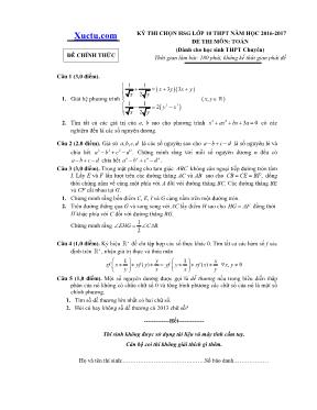Đề thi chọn học sinh giỏi môn Toán Lớp 10 (Ch