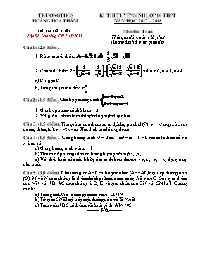 Đề thi đề xuất tuyển sinh vào Lớp 10 THPT môn Toán - Năm học 2017-2018 - Trường THCS Hoàng Hoa Thám (Có đáp án)
