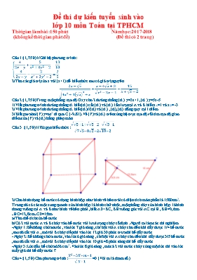 Đề thi dự kiến tuyển sinh Lớp 10 môn Toán tại Thành phố Hồ Chí Minh - Năm học 2017-2018