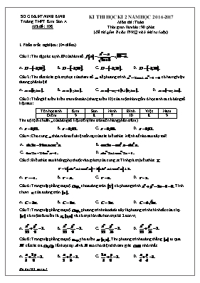 Đề thi học kỳ II môn Toán Khối 10 - Mã đề 108