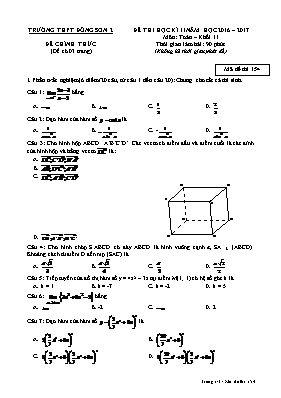 Đề thi học kỳ II môn Toán Lớp 11 - Mã đề 154 