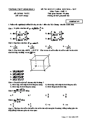 Đề thi học kỳ II môn Toán Lớp 11 - Mã đề 249 