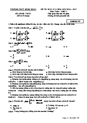 Đề thi học kỳ II môn Toán Lớp 11 - Mã đề 370 - Năm học 2016-2017 - Trường THPT Đông Sơn 2