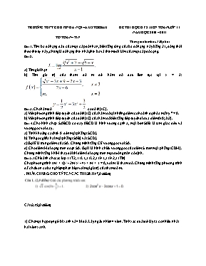 Đề thi học kỳ II môn Toán Lớp 11 - Năm học 2010-2011 - Trường THPT chuyên Hà Nội – Amsterdam