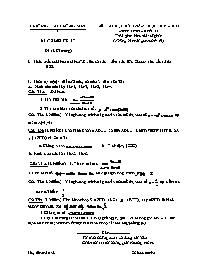 Đề thi học kỳ II môn Toán Lớp 11 - Năm học 2016-2017 - Trường THPT Đông Sơn 2