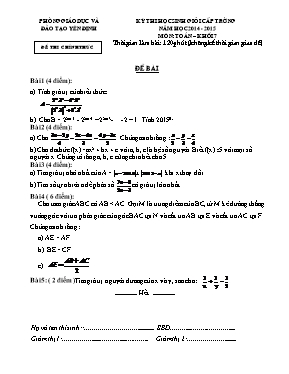 Đề thi học sinh giỏi cấp trường môn Toán Khối 7 - Năm học 2014-2015 - Phòng GD & ĐT Yên Định (Có đáp án)