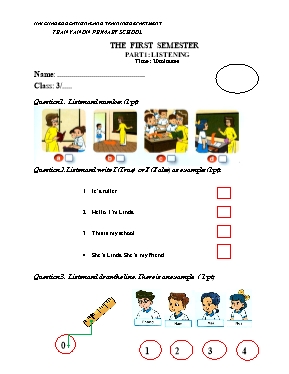 Đề thi học sinh giỏi môn Tiếng Anh Lớp 4 - Trường TH Thanh Văn Ôn (Có đáp án)