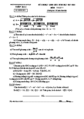 Đề thi học sinh giỏi môn Toán Khối 9 - Năm học 2017-2018 - Phòng GD & ĐT Tiền Hải