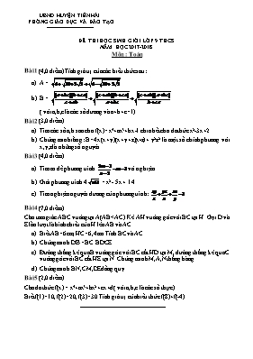 Đề thi học sinh giỏi môn Toán Lớp 9 - Năm học 2017-2018 - Phòng GD & ĐT Tiền Hải