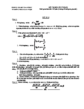 Đề thi học sinh giỏi môn Toán Lớp 9 - Trường 