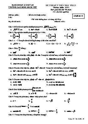 Đề thi kết thúc học kỳ II môn Toán - Mã đề 10