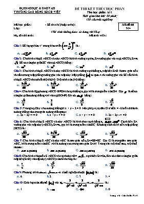 Đề thi kết thúc học phần môn Toán Lớp 11 - Mã đề 914 - Trường Cao đẳng Bách Việt