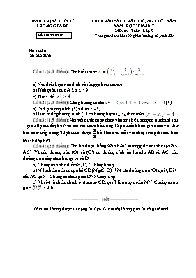 Đề thi khảo sát chất lượng cuối năm môn Toán 