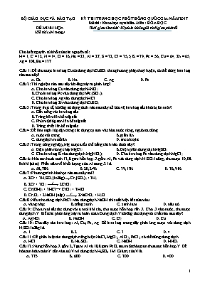 Đề thi minh họa THPT Quốc gia môn Hóa học năm 2017