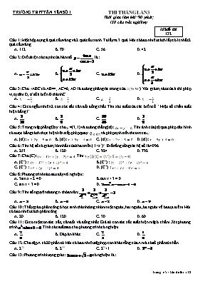 Đề thi tháng lần 3 môn Toán Lớp 11 - Mã đề 132 - Trường THPT Tân Yên Số 1 (Có đáp án)