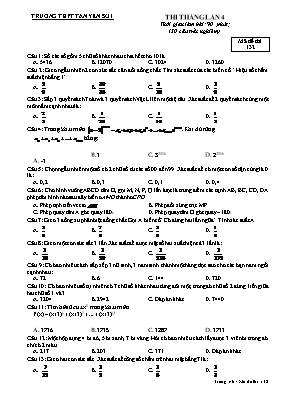 Đề thi tháng lần 4 môn Toán Lớp 11 - Mã đề 132 - Trường THPT Tân Yên Số 1 (Có đáp án)