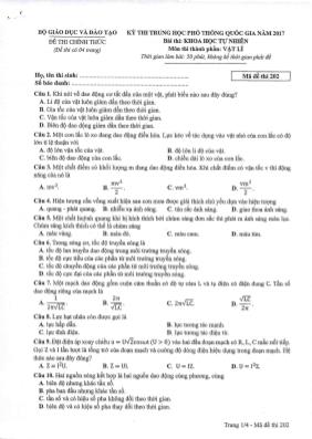 Đề thi THPT Quốc gia môn Vật lý năm 2017 - Mã đề 202