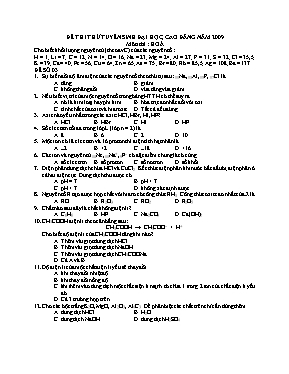 Đề thi thử Đại học, Cao đẳng môn Hóa học năm 2009 (Có đáp án)