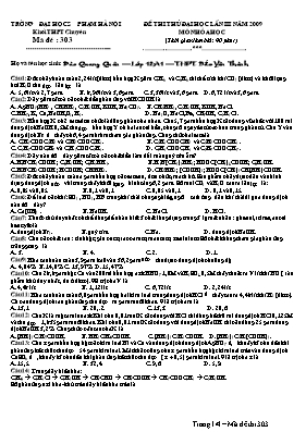 Đề thi thử Đại học lần 3 môn Hóa học năm 2009 - Mã đề 303 - Đại học Sư phạm Hà Nội (Có đáp án)