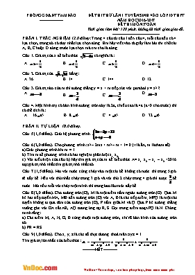 Đề thi thử lần 1 tuyển sinh Lớp 10 THPT môn Toán - Năm học 2016-2017 - Phòng GD & ĐT Tam Đảo (Có đáp án)