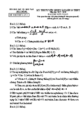 Đề thi thử lần 3 tuyển sinh vào Lớp 10 THPT môn Toán - Năm học 2017-2018 - Sở GD & ĐT Hải Phòng (Có đáp án)