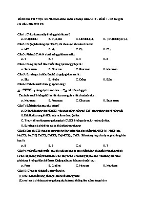 Đề thi thử THPT Quốc gia lần 1 môn Hóa học năm 2017 - Đề số 1