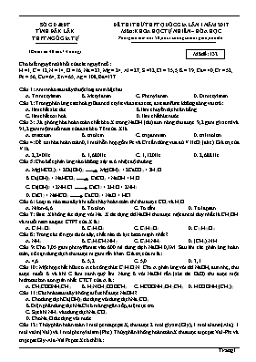 Đề thi thử THPT Quốc gia lần 1 môn Hóa học năm 2017 - Mã đề 132 - Trường THPT Ngô Gia Tự (Có đáp án)