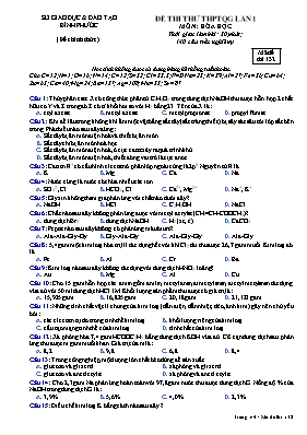 Đề thi thử THPT Quốc gia lần 1 môn Hóa học nă