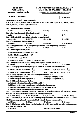 Đề thi thử THPT Quốc gia lần 1 môn Hóa học năm 2017 - Mã đề 132 - Trường THPT Nguyễn Đình Chiểu (Có đáp án)