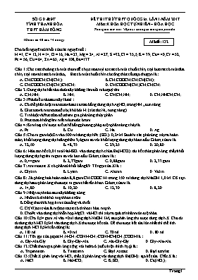 Đề thi thử THPT Quốc gia lần 1 môn Hóa học năm 2017 - Mã đề 132 - Trường THPT Hàm Rồng (Có đáp án)