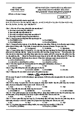 Đề thi thử THPT Quốc gia lần 1 môn Hóa học năm 2017 - Mã đề 135 - Sở GD & ĐT Vĩnh Phúc