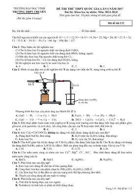 Đề thi thử THPT Quốc gia lần 1 môn Hóa học năm 2017 - Mã đề 132 - Trường THPT chuyên Đại học Vinh