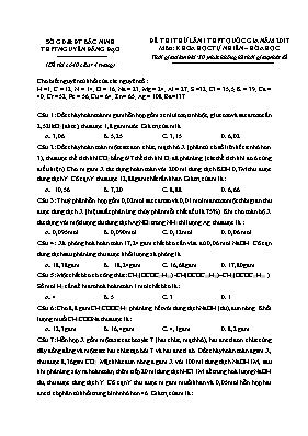 Đề thi thử THPT Quốc gia lần 1 môn Hóa học năm 2017 - Trường THPT Nguyễn Đăng Đạo (Có đáp án)