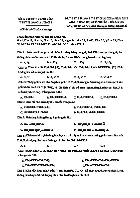 Đề thi thử THPT Quốc gia lần 1 môn Hóa học năm 2017 - Trường THPT Quảng Xương I (Có đáp án)