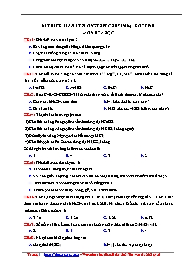 Đề thi thử THPT Quốc gia lần 1 môn Hóa học - Trường THPT chuyên Đại học Vinh