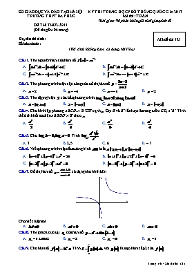 Đề thi thử THPT Quốc gia lần 1 môn Toán năm 2017 - Mã đề 121 - Trường THPT Đa Phúc (Có đáp án)