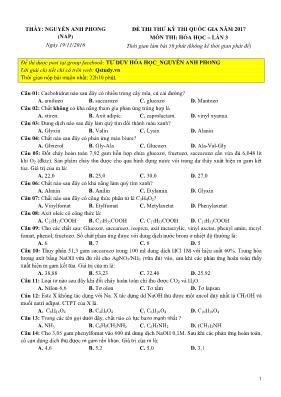 Đề thi thử THPT Quốc gia lần 3 môn Hóa học nă