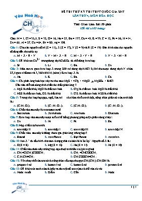 Đề thi thử THPT Quốc gia lần 4 môn Hóa học năm 2017 (Có đáp án)