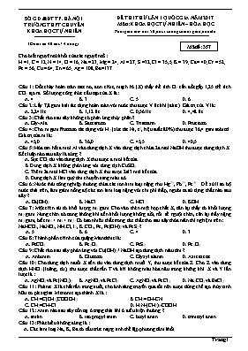 Đề thi thử THPT Quốc gia lần I môn Hóa học năm 2017 - Mã đề 357 - Trường THPT chuyên Khoa học Tự nhiên (Có đáp án)