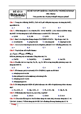 Đề thi thử THPT Quốc gia môn Hóa học - Đề số 