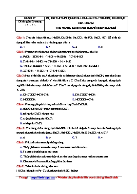 Đề thi thử THPT Quốc gia môn Hóa học - Đề số 17 (Có đáp án)