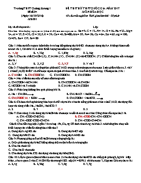 Đề thi thử THPT Quốc gia môn Hóa học năm 2017 - Mã đề 001 - Trường THPT Quảng Xương 1 (Có đáp án)