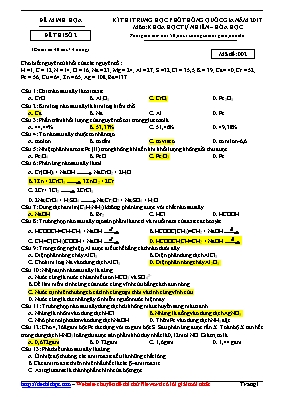 Đề thi thử THPT Quốc gia môn Hóa học năm 2017